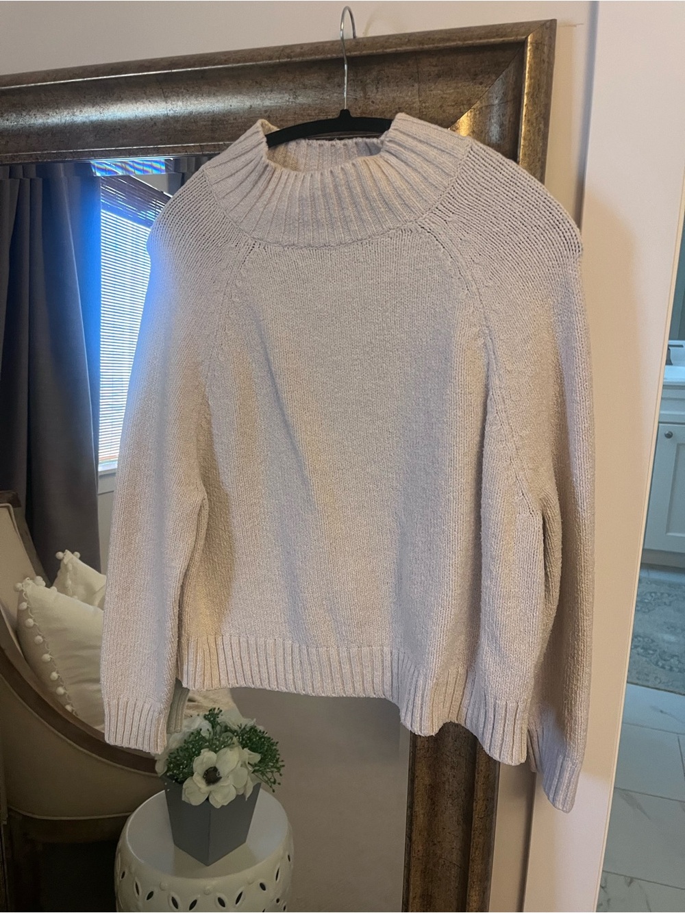 Old Navy Women's Cream Ribbed-Neck Sweater turtleneck